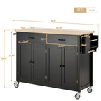 54.3  W Solid Wood Countertop Kitchen Cart with 4 Door Cabinet and 2 Drawers
