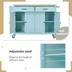 54.3  W Solid Wood Countertop Kitchen Cart with 4 Door Cabinet and 2 Drawers