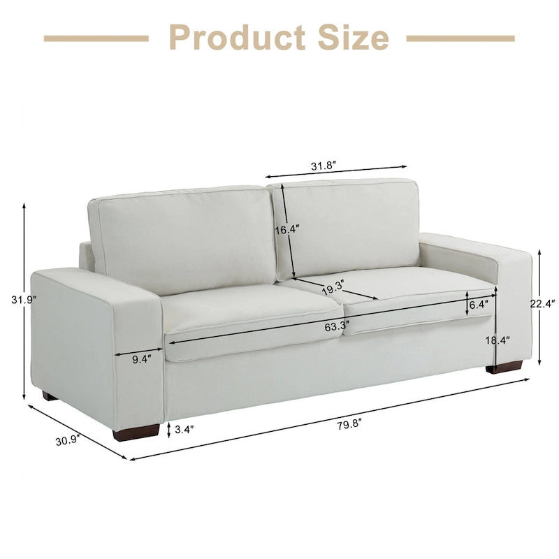 80  Modern Loveseat Couch 3 Seater Sofa