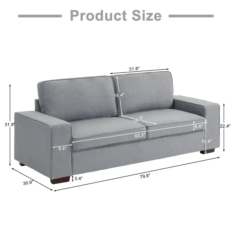 80  Modern Loveseat Couch 3 Seater Sofa