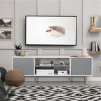 AVAWING Mid-Century Modern TV Stand for 60  TV with Storage and Open Shelf