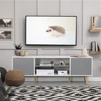 AVAWING Mid-Century Modern TV Stand for 60  TV with Storage and Open Shelf