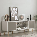 AVAWING Mid-Century Modern TV Stand for 60  TV with Storage and Open Shelf