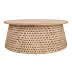 Kamari Rattan Coffee Table & Side/End Table w/ Wood Top