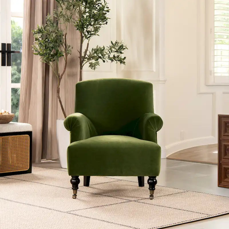 Eloise 30  Transitional Velvet Pleated Sock Arm Accent Chair
