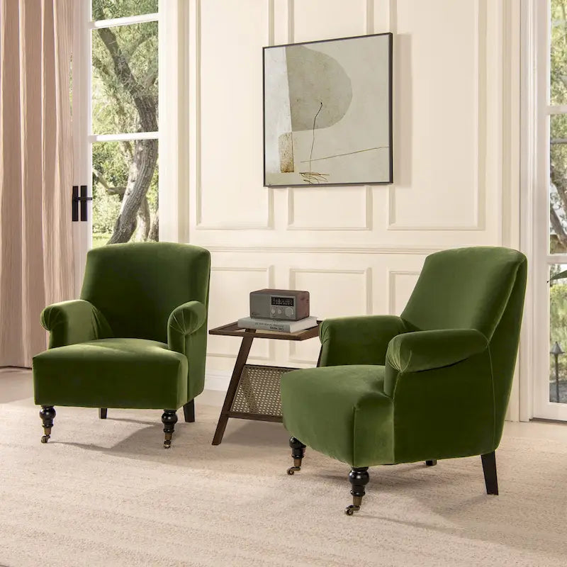 Eloise 30  Transitional Velvet Pleated Sock Arm Accent Chair
