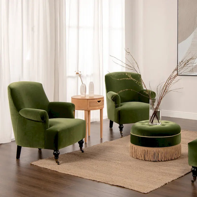 Eloise 30  Transitional Velvet Pleated Sock Arm Accent Chair