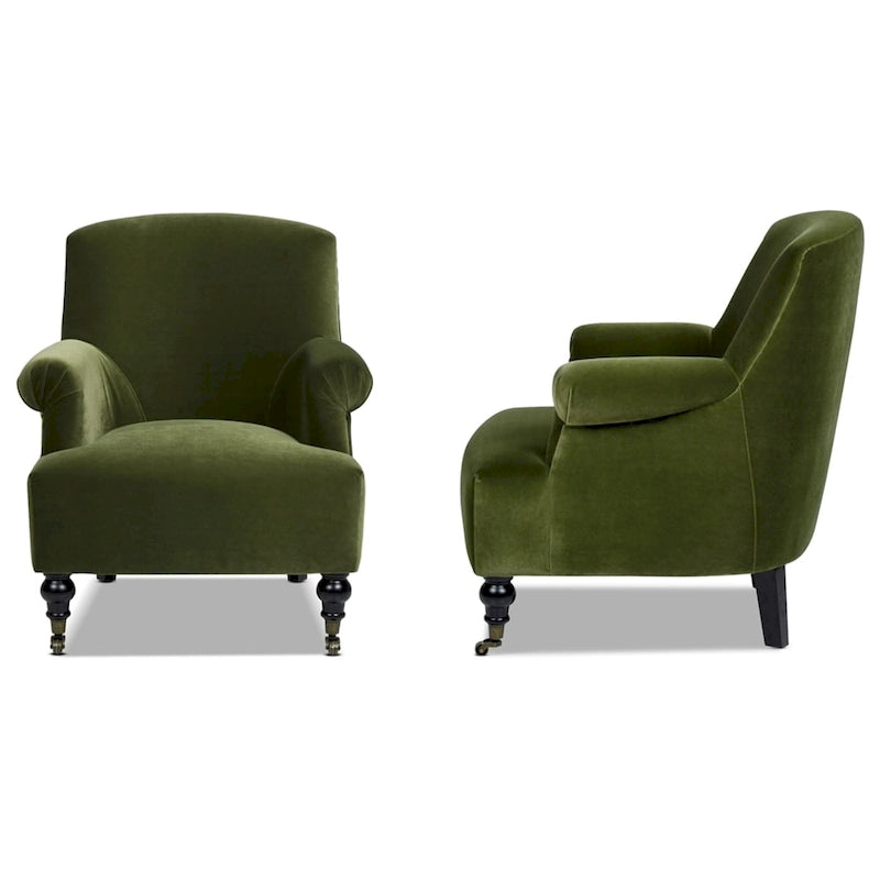 Eloise 30  Transitional Velvet Pleated Sock Arm Accent Chair