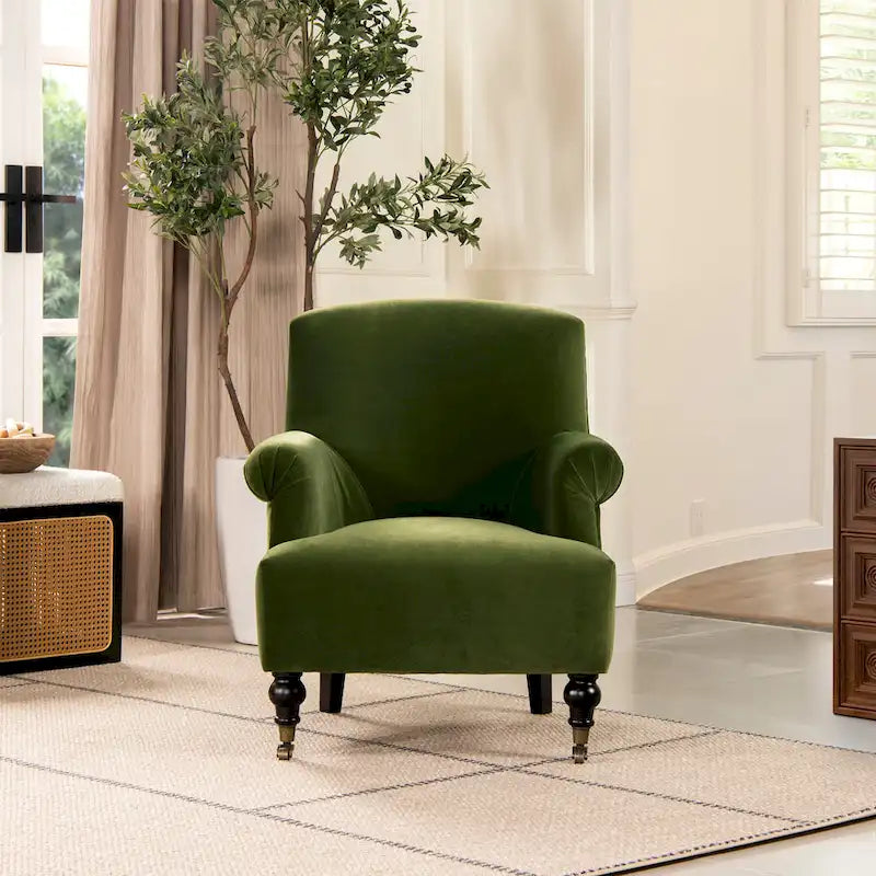 Eloise 30  Transitional Velvet Pleated Sock Arm Accent Chair