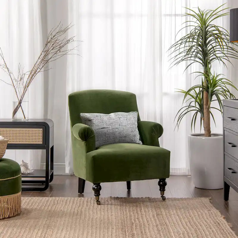 Eloise 30  Transitional Velvet Pleated Sock Arm Accent Chair