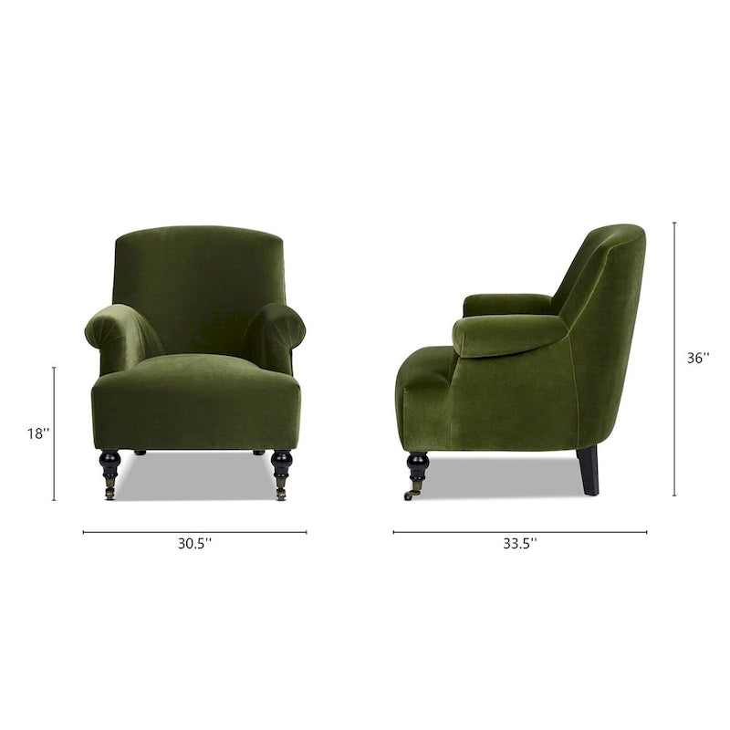 Eloise 30  Transitional Velvet Pleated Sock Arm Accent Chair
