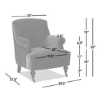 Eloise 30  Transitional Velvet Pleated Sock Arm Accent Chair