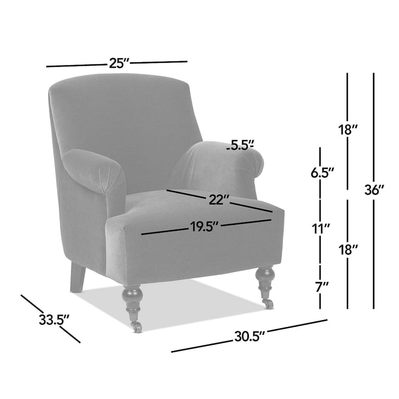 Eloise 30  Transitional Velvet Pleated Sock Arm Accent Chair
