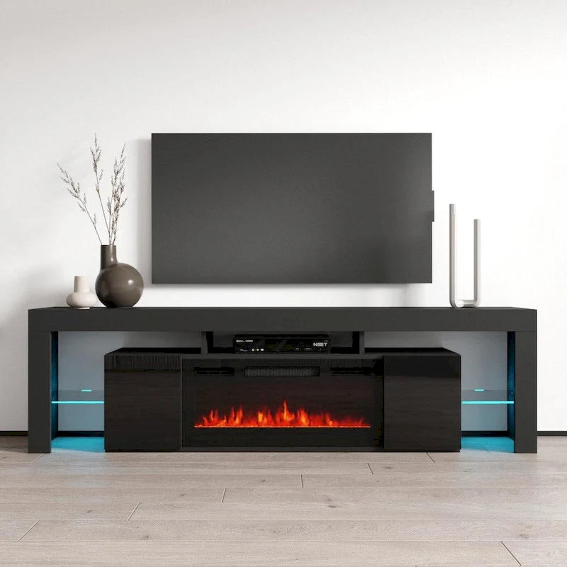 Soleo BL-EF Electric Fireplace 79 TV Stand