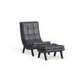 Strick & Bolton Ornette Faux Leather Lounge Chair and Ottoman Set