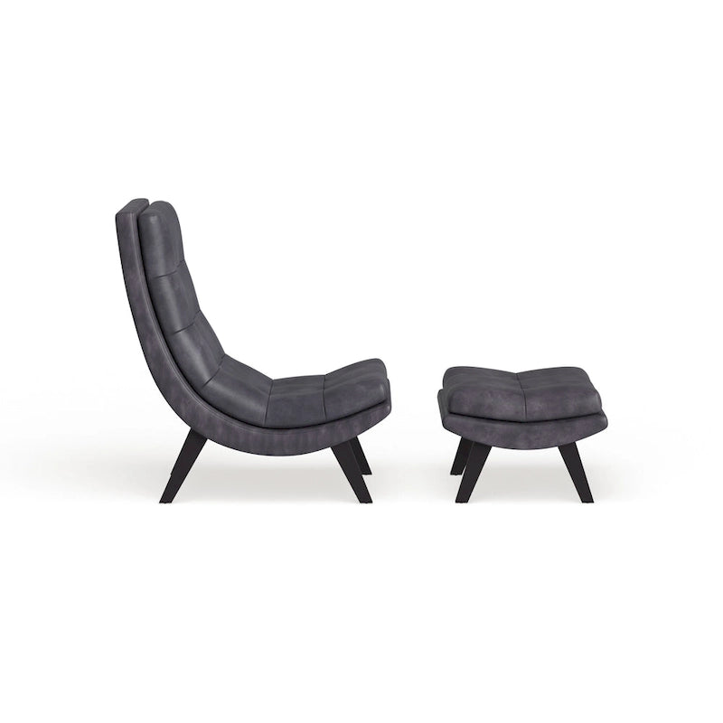 Strick & Bolton Ornette Faux Leather Lounge Chair and Ottoman Set