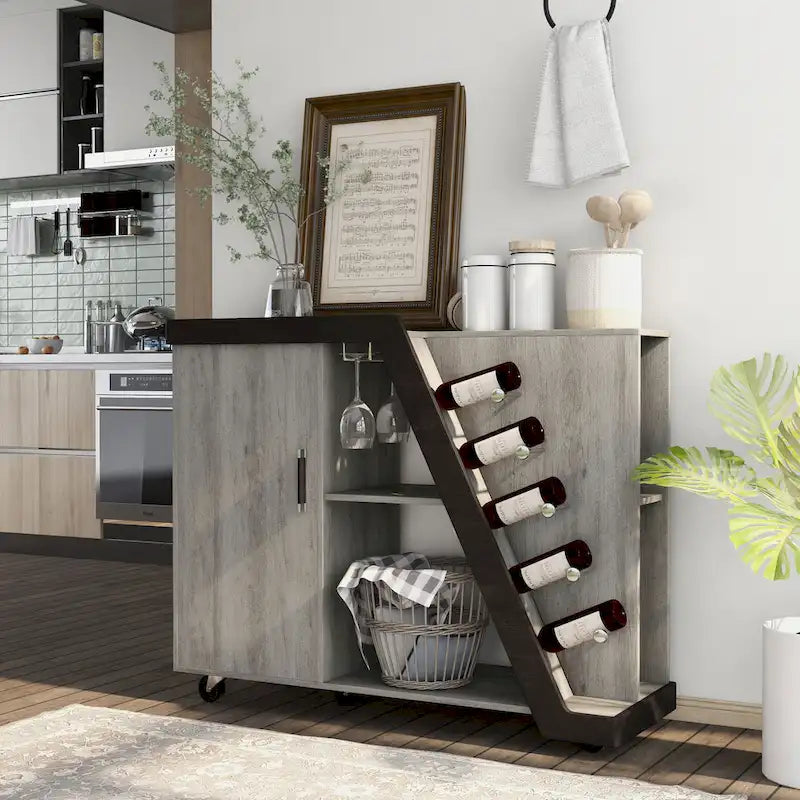 Furniture of America Tern Modern 6-shelf Mobile Wine Cabinet