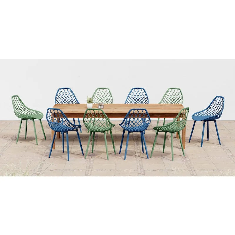 Kurv Mid-Century Modern Dining Chair with Steel Legs for Indoors or Outdoors - Set of 2