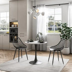 Kurv Mid-Century Modern Dining Chair with Steel Legs for Indoors or Outdoors - Set of 2