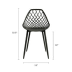 Kurv Mid-Century Modern Dining Chair with Steel Legs for Indoors or Outdoors - Set of 2