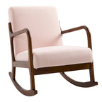 HOMCOM Rocking Chair with Curved Wood Base, Fabric Rocker with Padded Seat Home Furniture Bedroom Living Room Relax