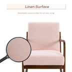 HOMCOM Rocking Chair with Curved Wood Base, Fabric Rocker with Padded Seat Home Furniture Bedroom Living Room Relax