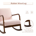 HOMCOM Rocking Chair with Curved Wood Base, Fabric Rocker with Padded Seat Home Furniture Bedroom Living Room Relax