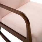 HOMCOM Rocking Chair with Curved Wood Base, Fabric Rocker with Padded Seat Home Furniture Bedroom Living Room Relax