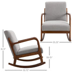 HOMCOM Rocking Chair with Curved Wood Base, Fabric Rocker with Padded Seat Home Furniture Bedroom Living Room Relax