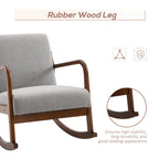 HOMCOM Rocking Chair with Curved Wood Base, Fabric Rocker with Padded Seat Home Furniture Bedroom Living Room Relax