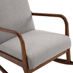 HOMCOM Rocking Chair with Curved Wood Base, Fabric Rocker with Padded Seat Home Furniture Bedroom Living Room Relax