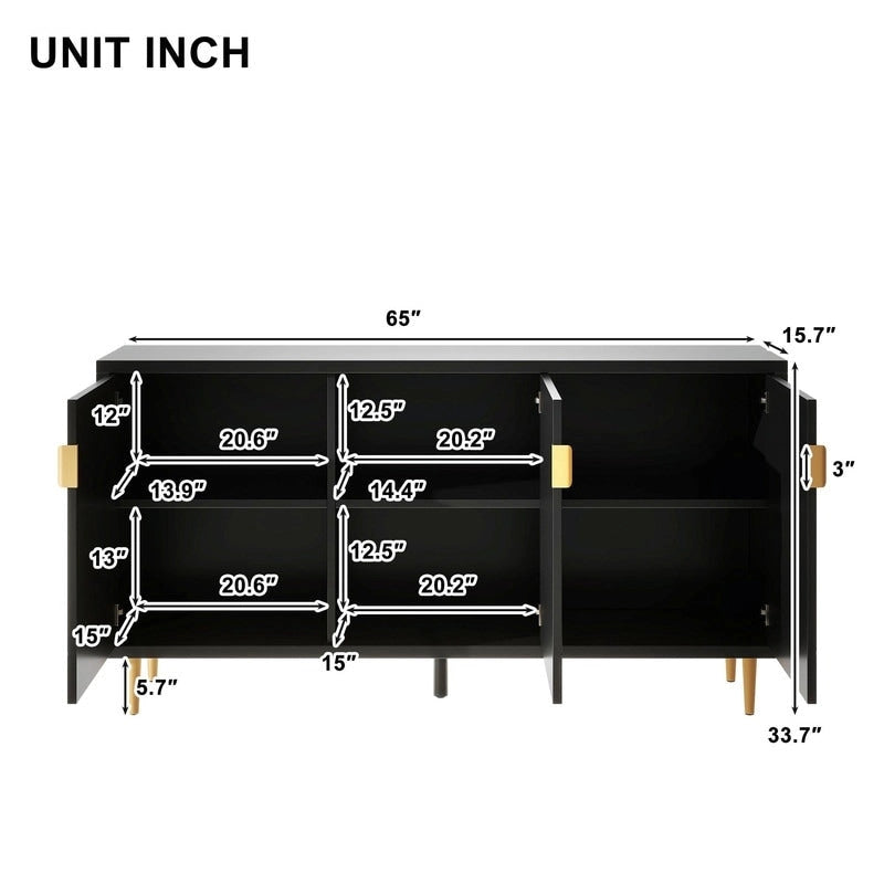 70 inch Width Console Table with Adjustable Shelves