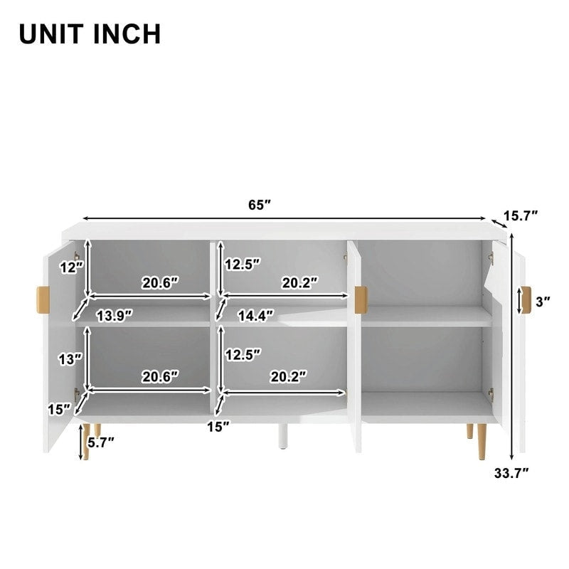 70 inch Width Console Table with Adjustable Shelves