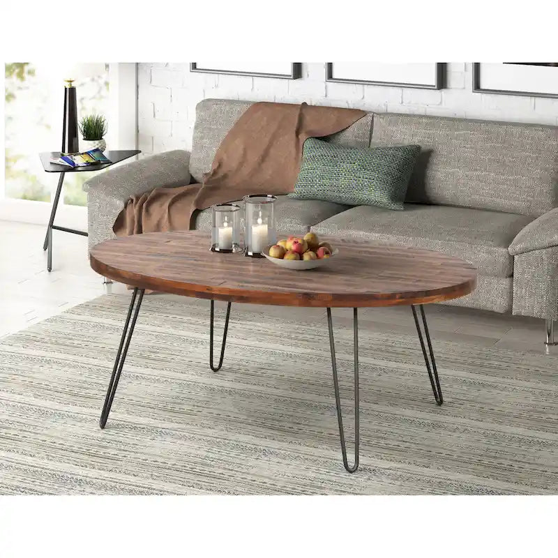 Raffles 44  Wood Oval Cocktail Table