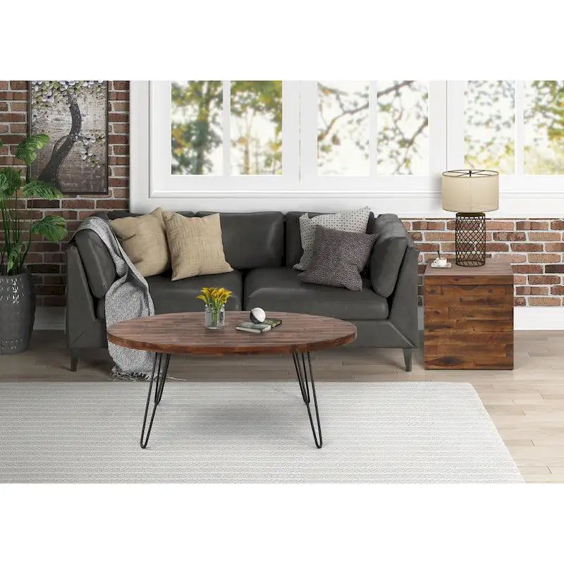 Raffles 44  Wood Oval Cocktail Table
