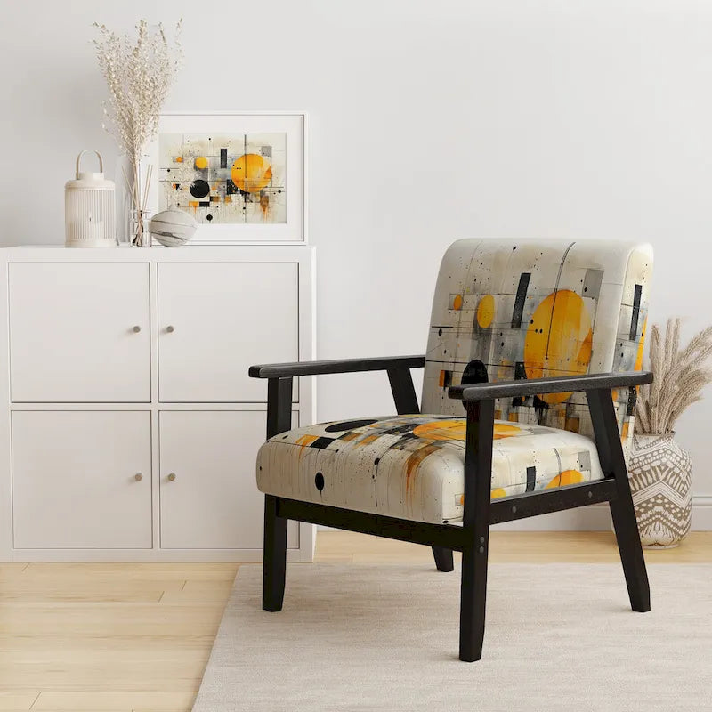 Designart  Geometric Abstraction III  Upholstered Abstract Shapes Accent Chair and Modern & Contemporary Arm Chair