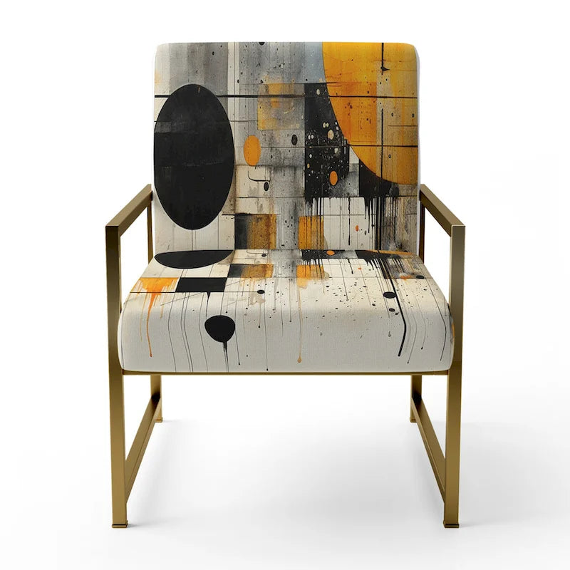 Designart  Geometric Abstraction III  Upholstered Abstract Shapes Accent Chair and Modern & Contemporary Arm Chair