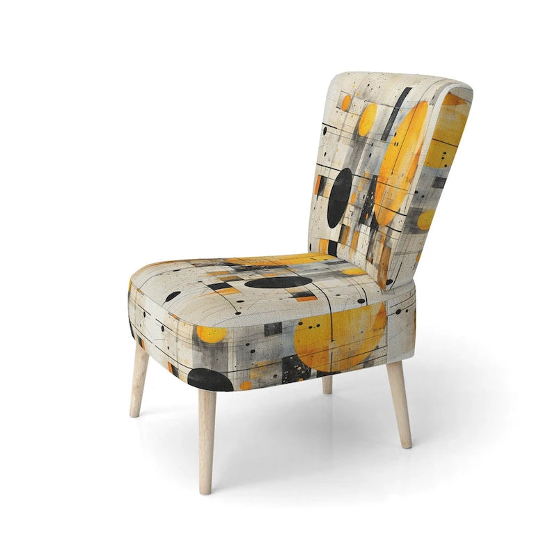 Designart  Geometric Abstraction III  Upholstered Abstract Shapes Accent Chair and Modern & Contemporary Arm Chair