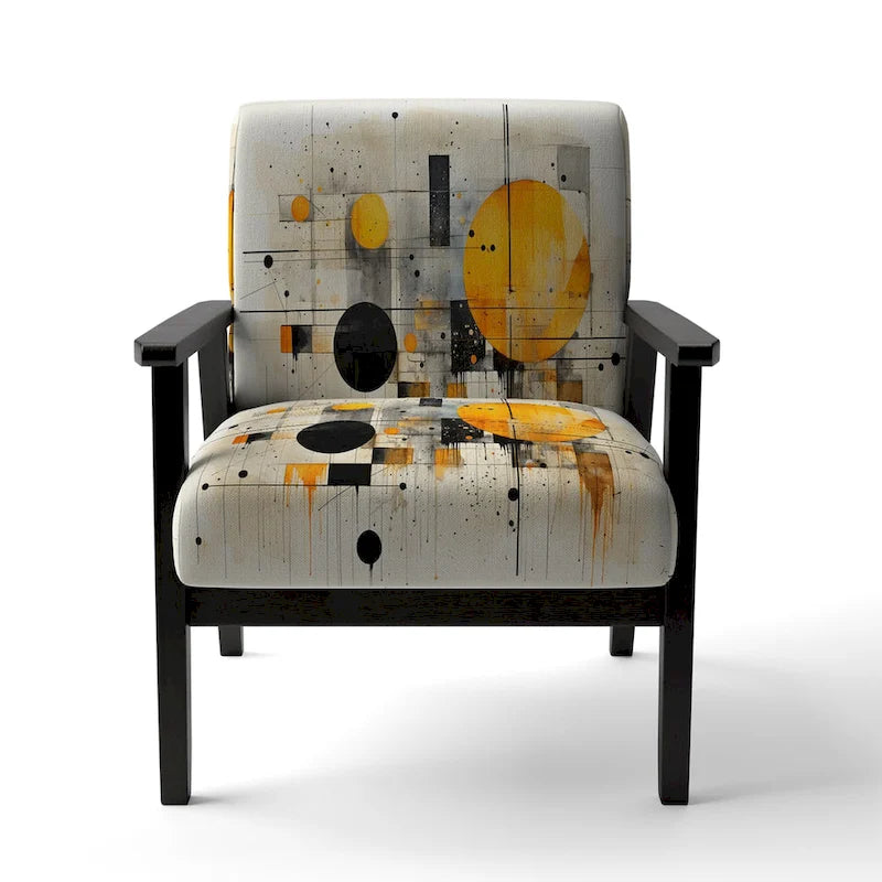 Designart  Geometric Abstraction III  Upholstered Abstract Shapes Accent Chair and Modern & Contemporary Arm Chair