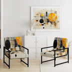 Designart  Geometric Abstraction III  Upholstered Abstract Shapes Accent Chair and Modern & Contemporary Arm Chair
