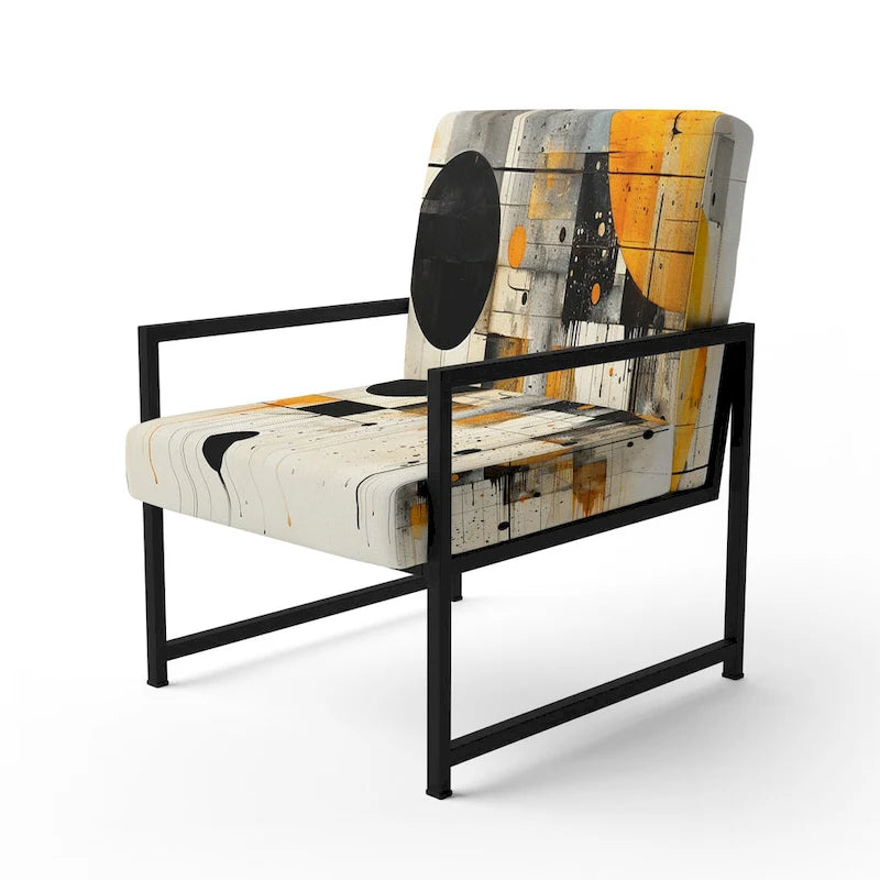Designart  Geometric Abstraction III  Upholstered Abstract Shapes Accent Chair and Modern & Contemporary Arm Chair
