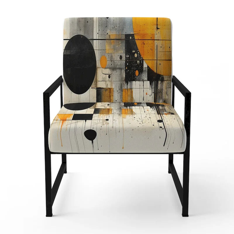 Designart  Geometric Abstraction III  Upholstered Abstract Shapes Accent Chair and Modern & Contemporary Arm Chair