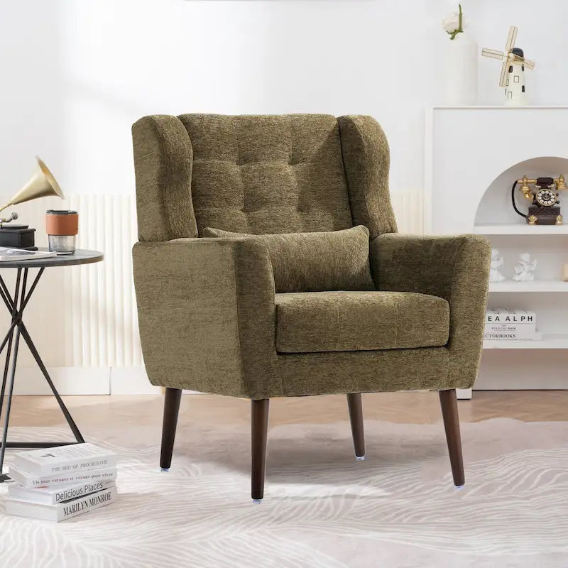 Chenille Fabric Accent Chair with Arm