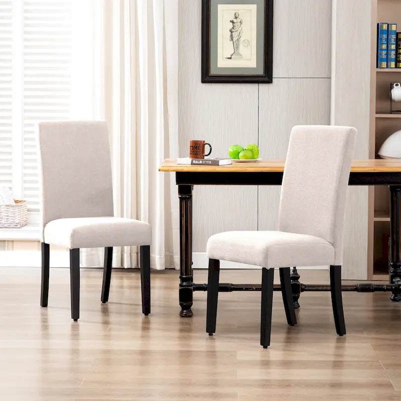 Grandview Upholstered Linen Fabric Dining Chair (Set of 2)
