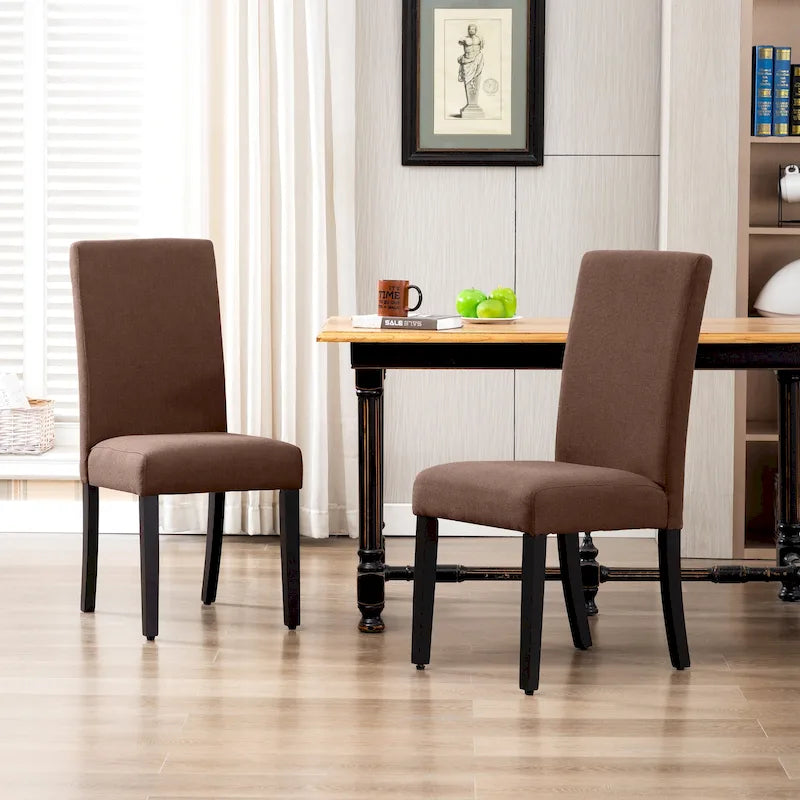 Grandview Upholstered Linen Fabric Dining Chair (Set of 2)