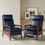 Patrick Mid-century Vegan Leather Solid Wood Recliner Set of 2 by HULALA HOME