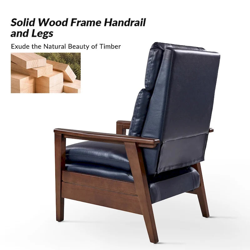 Patrick Mid-century Vegan Leather Solid Wood Recliner Set of 2 by HULALA HOME