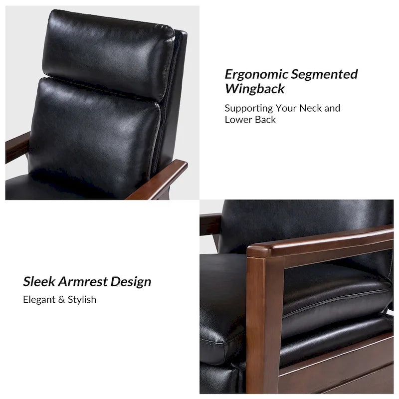 Patrick Mid-century Vegan Leather Solid Wood Recliner Set of 2 by HULALA HOME