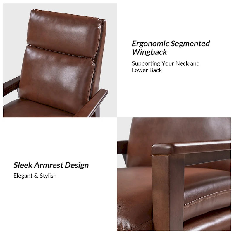 Patrick Mid-century Vegan Leather Solid Wood Recliner Set of 2 by HULALA HOME