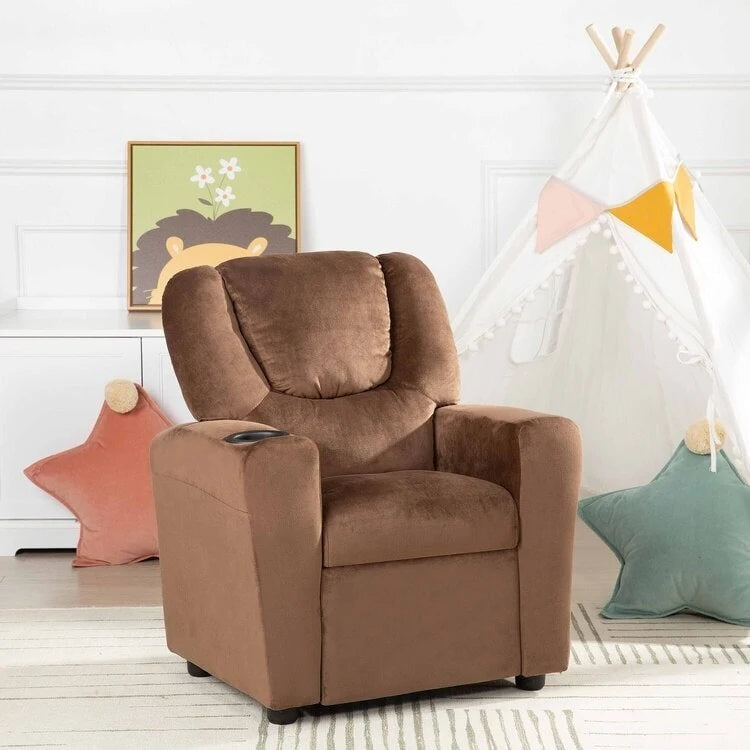 Pushback Kids Recliner Chair with Footrest & Cup Holders - Ultimate Comfort for Toddlers